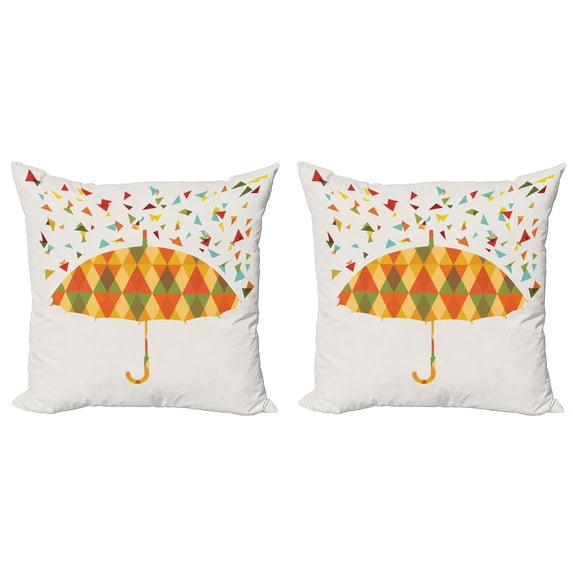 Ambesonne Abstract Throw Pillow Cover 2 Pack, Triangles Umbrella, 16", Multicolor