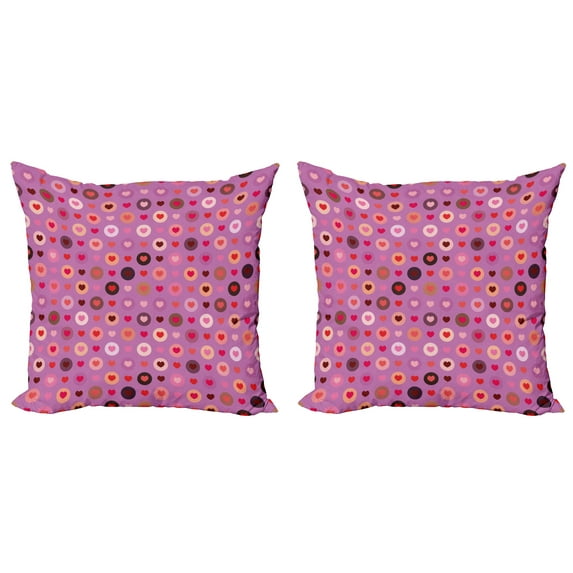 Ambesonne Abstract Throw Pillow Cover 2 Pack, Valentine Romance Love, 20", Fuchsia Red Salmon