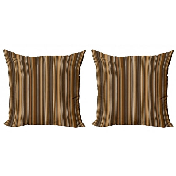 Ambesonne Abstract Throw Pillow Cover 2 Pack, Vertical Color Lines, 16", Pale Caramel Chocolate