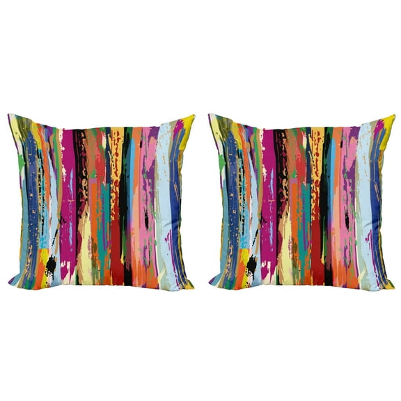 Ambesonne Abstract Throw Pillow Cover 2 Pack, Vibrant Rainbow Design, 20", Multicolor