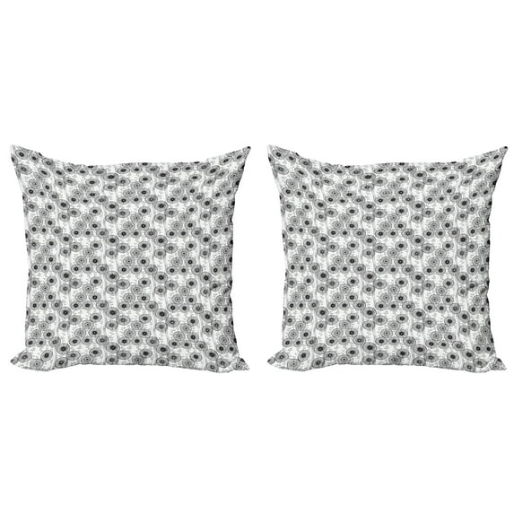 Ambesonne Abstract Throw Pillow Cover 2 Pack, Wagon Wheel, 18", Dark Taupe Grey