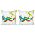 thumbnail image 1 of Ambesonne Abstract Throw Pillow Cover 2 Pack, Wavy Ribbon Rainbow, 20", Multicolor, 1 of 2