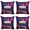 thumbnail image 1 of Ambesonne Abstract Throw Pillow Cover 4 Pack, 15 Birthday Cake, 18", Blue Pink White, 1 of 6