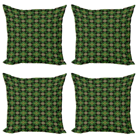 Ambesonne Abstract Throw Pillow Cover 4 Pack, Antique Mosaic Nature Tone, 24", Multicolor