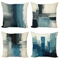 thumbnail image 1 of Ambesonne Abstract Throw Pillow Cover 4 Pack, Art of Brushstroke Motifs, 18", Blue Ivory and Grey, 1 of 4