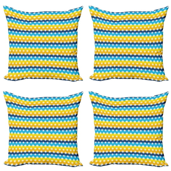 Ambesonne Abstract Throw Pillow Cover 4 Pack, Blots with a Colorful Back, 24", Blue Yellow Night Blue