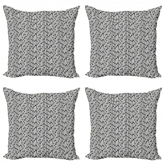 Ambesonne Abstract Throw Pillow Cover 4 Pack, Brushstroke Bold Bar, 24", Dark Slate Blue Beige
