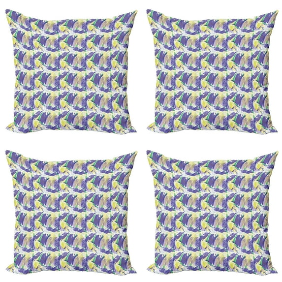 Ambesonne Abstract Throw Pillow Cover 4 Pack, Brushstroke Pastel Colors, 16", Blue Violet and Pale Green
