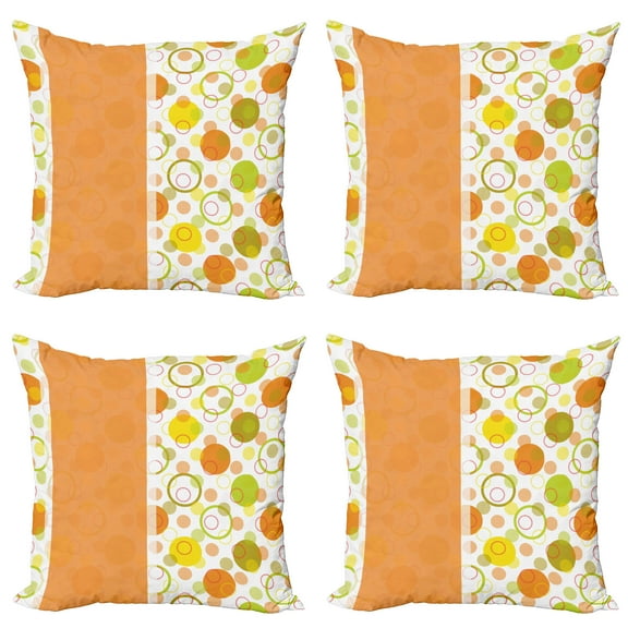 Ambesonne Abstract Throw Pillow Cover 4 Pack, Circular Round, 20", Lime Green Orange Yellow