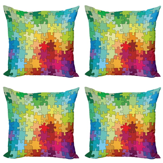 Ambesonne Abstract Throw Pillow Cover 4 Pack, Colored Hobby Game, 20", Multicolor