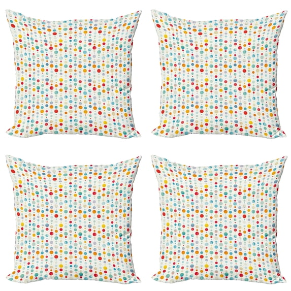 Ambesonne Abstract Throw Pillow Cover 4 Pack, Colorful Large Dots, 24", Multicolor