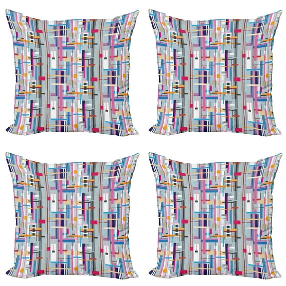 Ambesonne Abstract Throw Pillow Cover 4 Pack, Colorful Modern Art, 24", Multicolor
