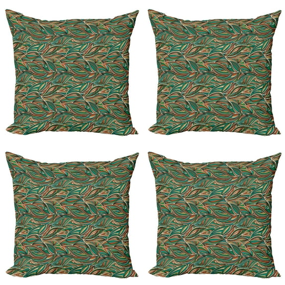 Ambesonne Abstract Throw Pillow Cover 4 Pack, Colorful Swirled Lines, 18", Multicolor