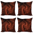 thumbnail image 1 of Ambesonne Abstract Throw Pillow Cover 4 Pack, Digital Swirls Floral, 20", Orange, 1 of 5