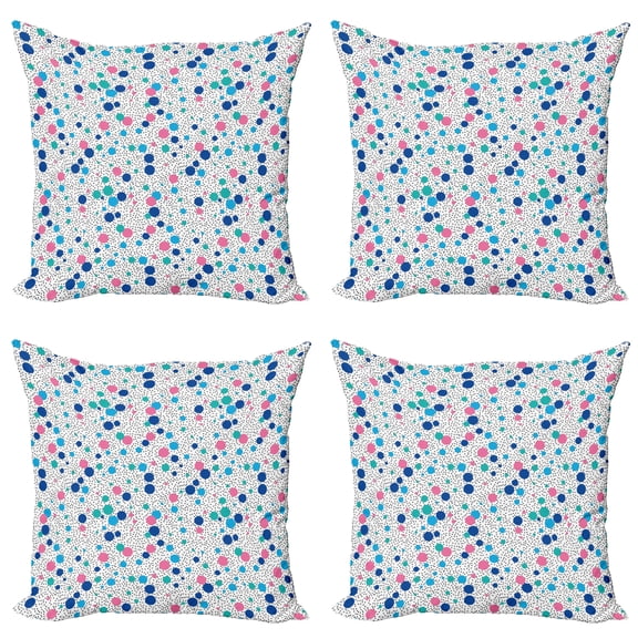 Ambesonne Abstract Throw Pillow Cover 4 Pack, Dots Circles Girlish, 24", Multicolor