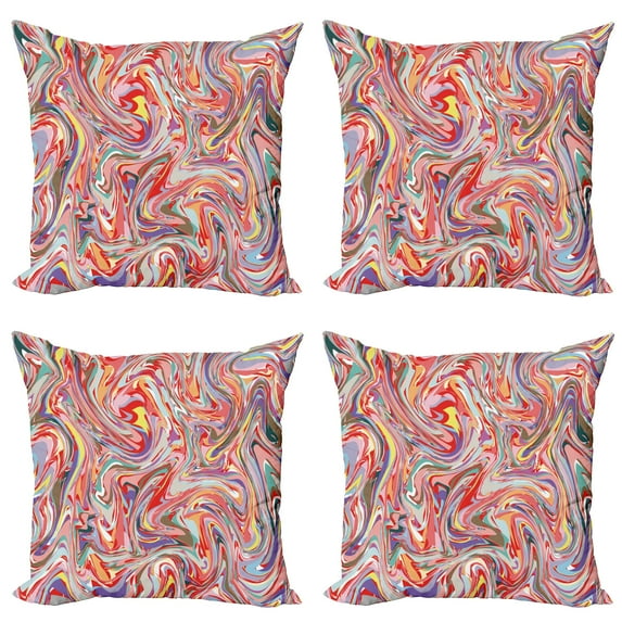 Ambesonne Abstract Throw Pillow Cover 4 Pack, Flow Splash, 18", Multicolor