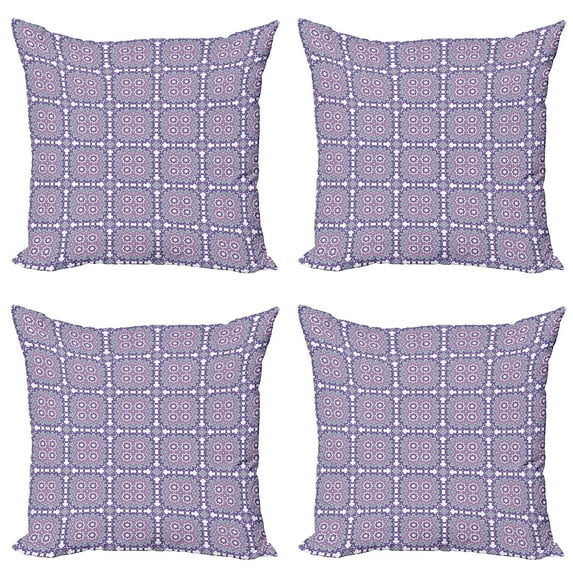 Ambesonne Abstract Throw Pillow Cover 4 Pack, Flower Inspired Shapes, 16", Blue Violet Mint Green