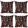 thumbnail image 1 of Ambesonne Abstract Throw Pillow Cover 4 Pack, Fractal Funky Forms, 16", Multicolor, 1 of 2