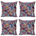 thumbnail image 1 of Ambesonne Abstract Throw Pillow Cover 4 Pack, Funky Modern, 24", Multicolor, 1 of 7