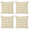 thumbnail image 1 of Ambesonne Abstract Throw Pillow Cover 4 Pack, Funky Molecule Like, 24", Orange Grey Pale Blue, 1 of 2