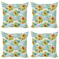 thumbnail image 1 of Ambesonne Abstract Throw Pillow Cover 4 Pack, Geometric Funky Swirl, 16", Pale Green White, 1 of 2