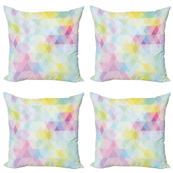 Ambesonne Abstract Throw Pillow Cover 4 Pack, Geometric Rhombus Art, 20", Multicolor