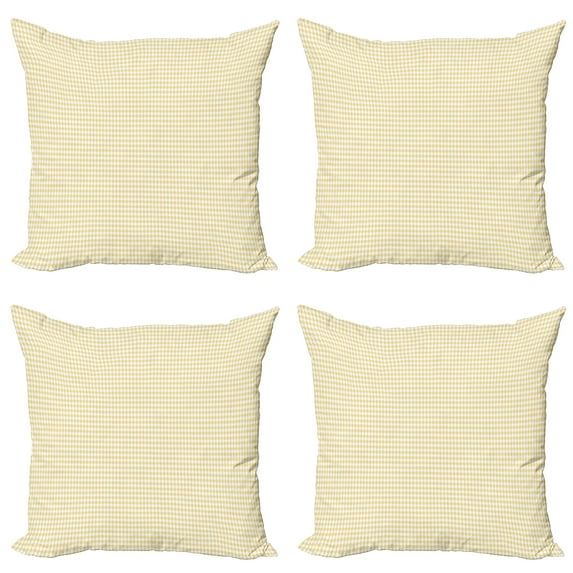 Ambesonne Abstract Throw Pillow Cover 4 Pack, Geometric Simple Diamonds, 24", Pale Yellow White