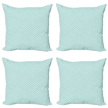 Ambesonne Abstract Throw Pillow Cover 4 Pack, Geometric Square Formation, 18", Pale Blue and White