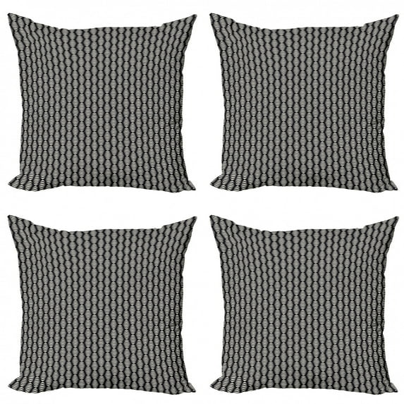 Ambesonne Abstract Throw Pillow Cover 4 Pack, Geometric Striped Design, 24", Beige and Charcoal Grey