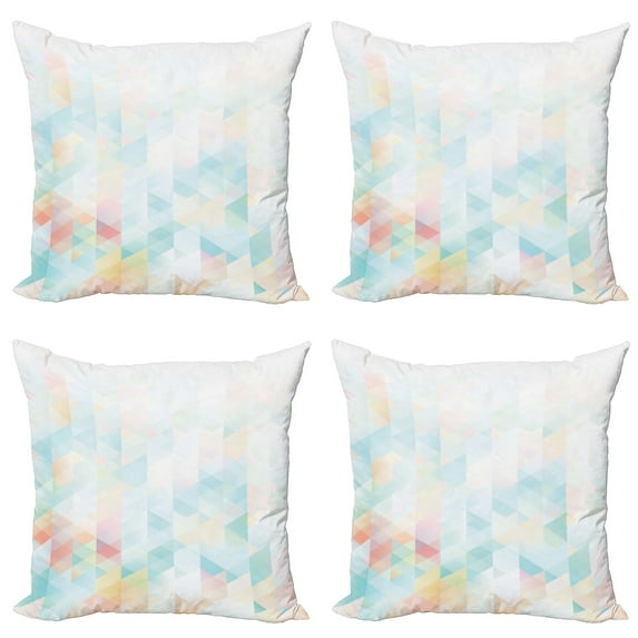 Ambesonne Abstract Throw Pillow Cover 4 Pack, Geometrical Futuristic, 18", Multicolor