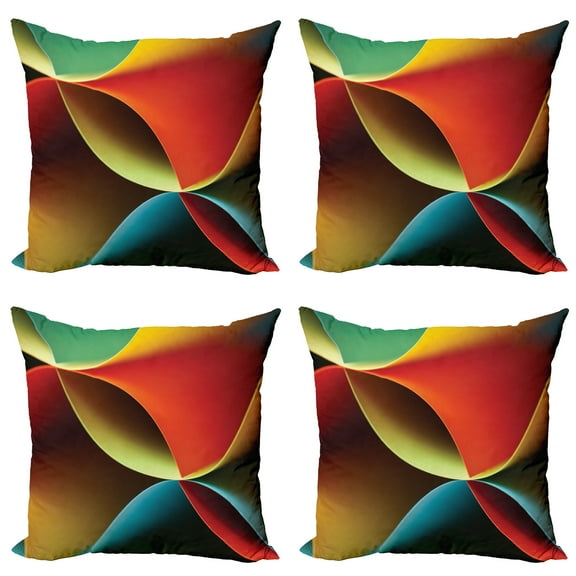 Ambesonne Abstract Throw Pillow Cover 4 Pack, Graphic Colored, 24", Orange White
