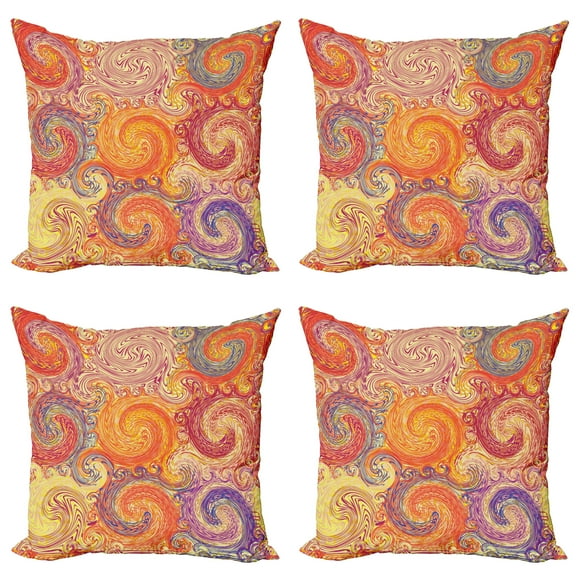 Ambesonne Abstract Throw Pillow Cover 4 Pack, Grunge Sun Boho, 18", Multicolor