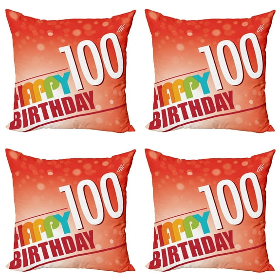 Ambesonne Abstract Throw Pillow Cover 4 Pack, Happy Party Words, 16", Multicolor