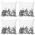 thumbnail image 1 of Ambesonne Abstract Throw Pillow Cover 4 Pack, Hatched Crystals Drawing, 18", Charcoal Grey White, 1 of 2