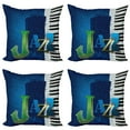 thumbnail image 1 of Ambesonne Abstract Throw Pillow Cover 4 Pack, Jazz Music Keys Guitar, 16", Navy Green White, 1 of 6