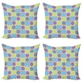 thumbnail image 1 of Ambesonne Abstract Throw Pillow Cover 4 Pack, Lemon Pattern Citrus, 20", Pale Green and Violet, 1 of 5