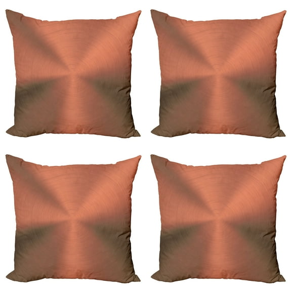 Ambesonne Abstract Throw Pillow Cover 4 Pack, Modern Circle Op Art, 20", Rose Brown