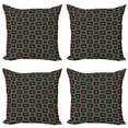 thumbnail image 1 of Ambesonne Abstract Throw Pillow Cover 4 Pack, Nested Square and Circles, 16", Multicolor, 1 of 2