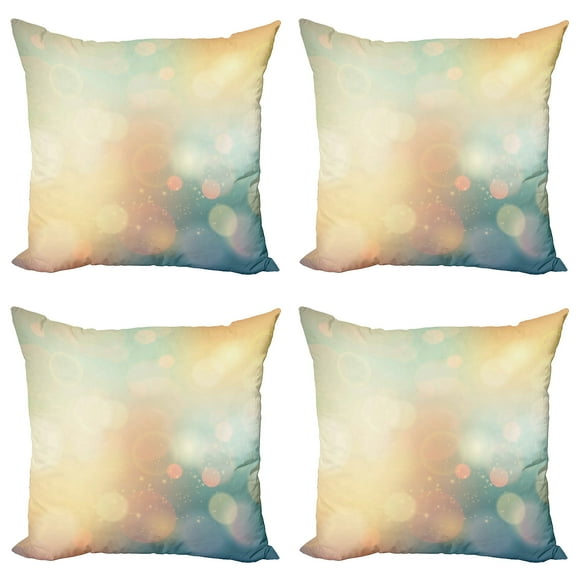 Ambesonne Abstract Throw Pillow Cover 4 Pack, Ocean Themed Sunbeams, 24", Dark Blue and Pale Green