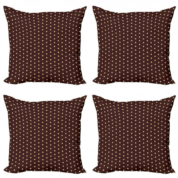 Ambesonne Abstract Throw Pillow Cover 4 Pack, Old Fashion Retro Dots, 24", Brown Beige