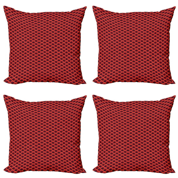 Ambesonne Abstract Throw Pillow Cover 4 Pack, Oriental Antique Motif, 24", Fuchsia Maroon