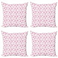 thumbnail image 1 of Ambesonne Abstract Throw Pillow Cover 4 Pack, Pastel Geometric Ovals, 24", Magenta Pale Pink, 1 of 2