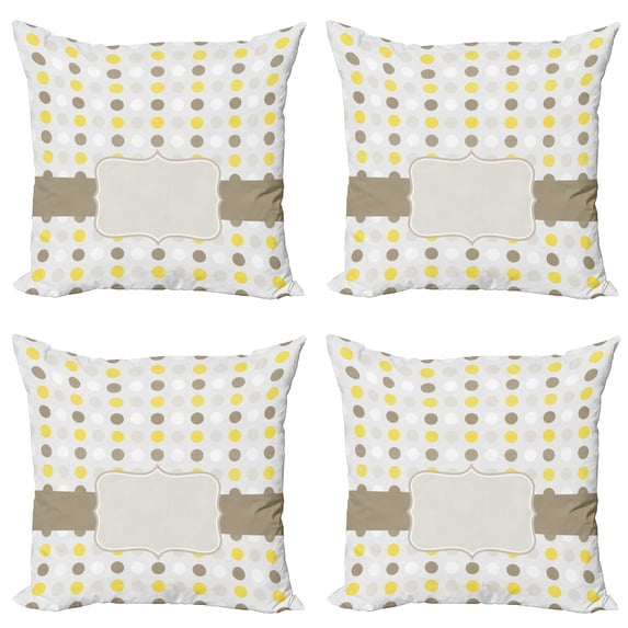 Ambesonne Abstract Throw Pillow Cover 4 Pack, Polka Dots Image, 24", Pale Brown Marigold