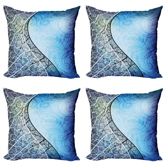Ambesonne Abstract Throw Pillow Cover 4 Pack, Psychedelic Branches, 24", Blue Black