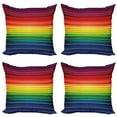 thumbnail image 1 of Ambesonne Abstract Throw Pillow Cover 4 Pack, Rainbow Stripes Neon, 20", Multicolor, 1 of 7