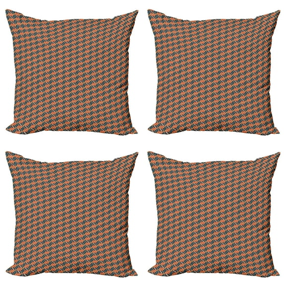 Ambesonne Abstract Throw Pillow Cover 4 Pack, Rhombuses Hexagons, 24", Multicolor