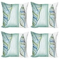 thumbnail image 1 of Ambesonne Abstract Throw Pillow Cover 4 Pack, Seashell Ornate Motifs, 24", Blue Green White, 1 of 6