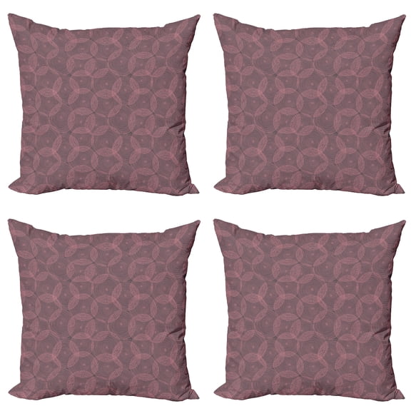 Ambesonne Abstract Throw Pillow Cover 4 Pack, Spiral Circle Swirls, 16", Pink Warm Taupe