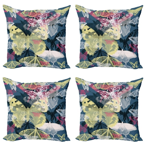 Ambesonne Abstract Throw Pillow Cover 4 Pack, Spring Natural Wildlife, 18", Multicolor