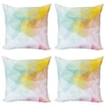 thumbnail image 1 of Ambesonne Abstract Throw Pillow Cover 4 Pack, Squares and Sharp Line, 16", Pale Blue Yellow, 1 of 6